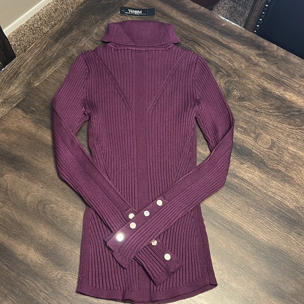 WHBM Plum Noir Ribbed Turtleneck Sweater - Picture 13 of 13